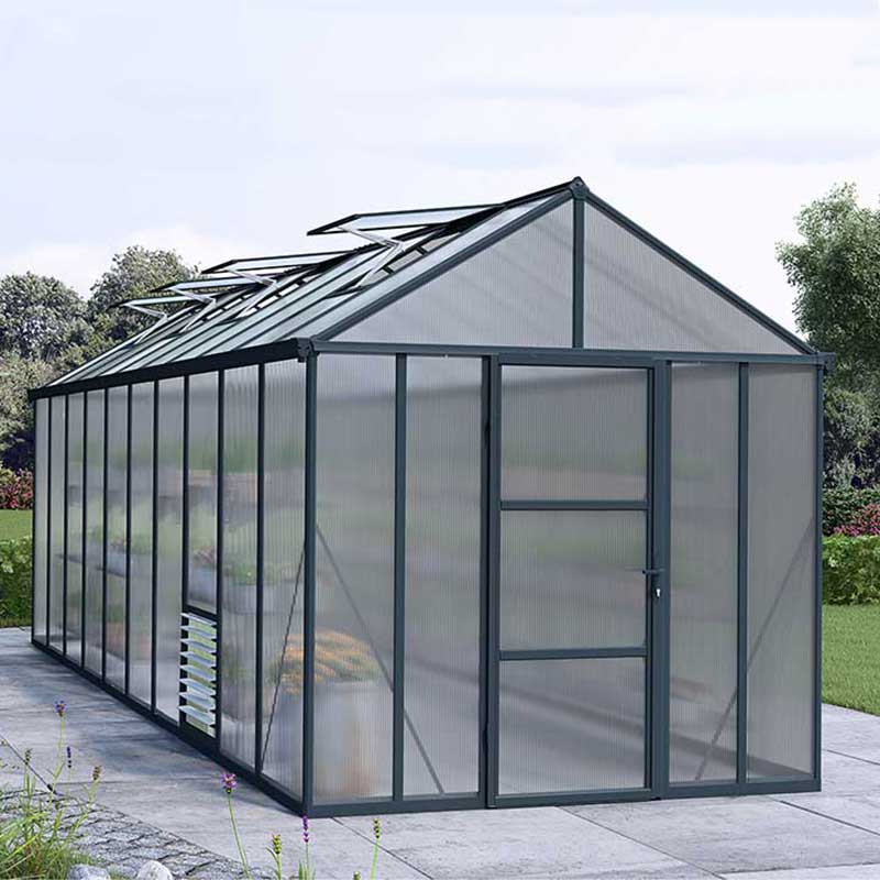 Product photograph of 8 X20 Palram Canopia Glory Grey Large Polycarbonate Greenhouse 2 4x6m from Buy Sheds Direct