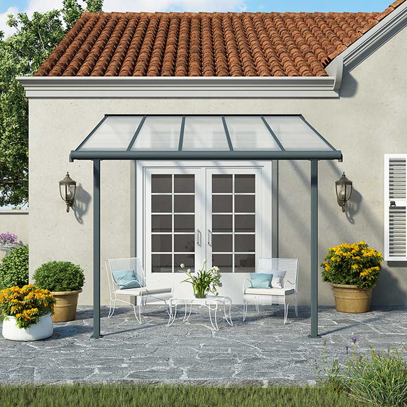 Product photograph of 10x10 Palram Canopia Sierra Grey Patio Cover from Buy Sheds Direct