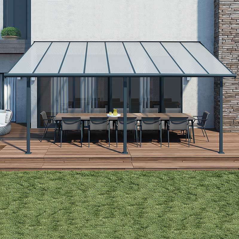Product photograph of 10x30 Palram Canopia Sierra Grey Patio Cover from Buy Sheds Direct