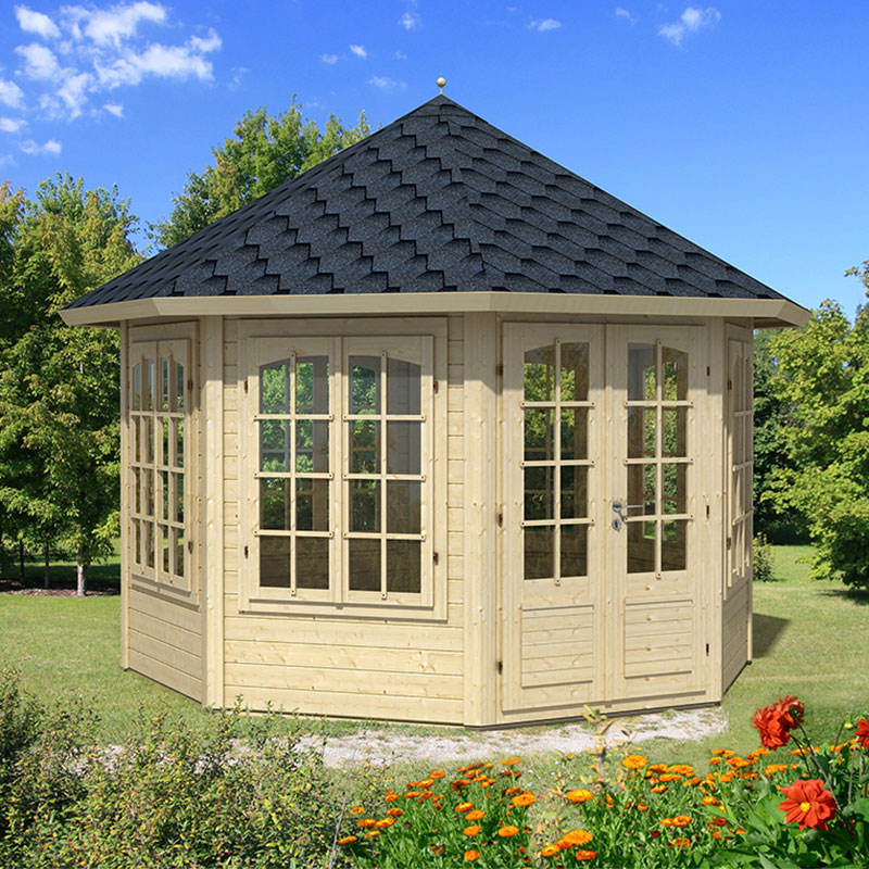 Product photograph of Palmako Veronica 3 4m X 3 4m Log Cabin 34mm - 7 Windows from Buy Sheds Direct