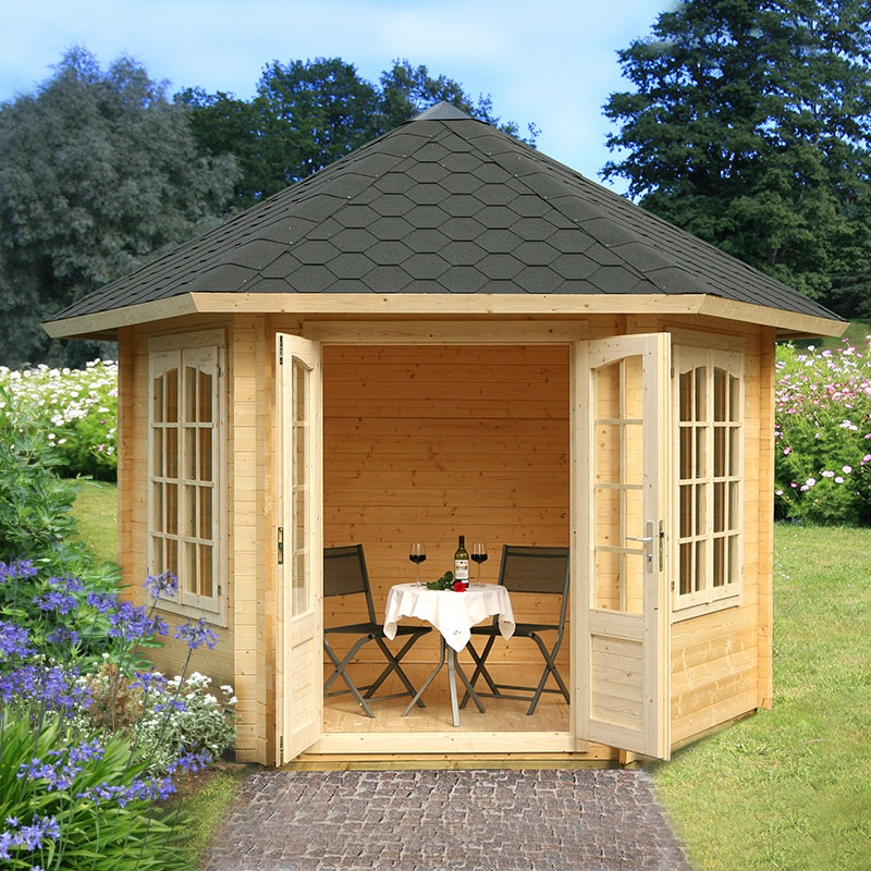 Product photograph of Palmako Hanna 3m X 3 4m Corner Log Cabin Summerhouse 34mm from Buy Sheds Direct