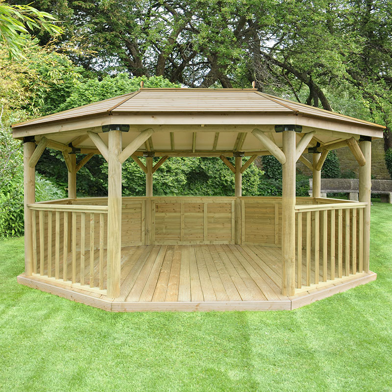 Product photograph of 17 X12 5 1x3 6m Premium Oval Wooden Garden Gazebo With Timber Roof - Seats Up To 22 People from Buy Sheds Direct
