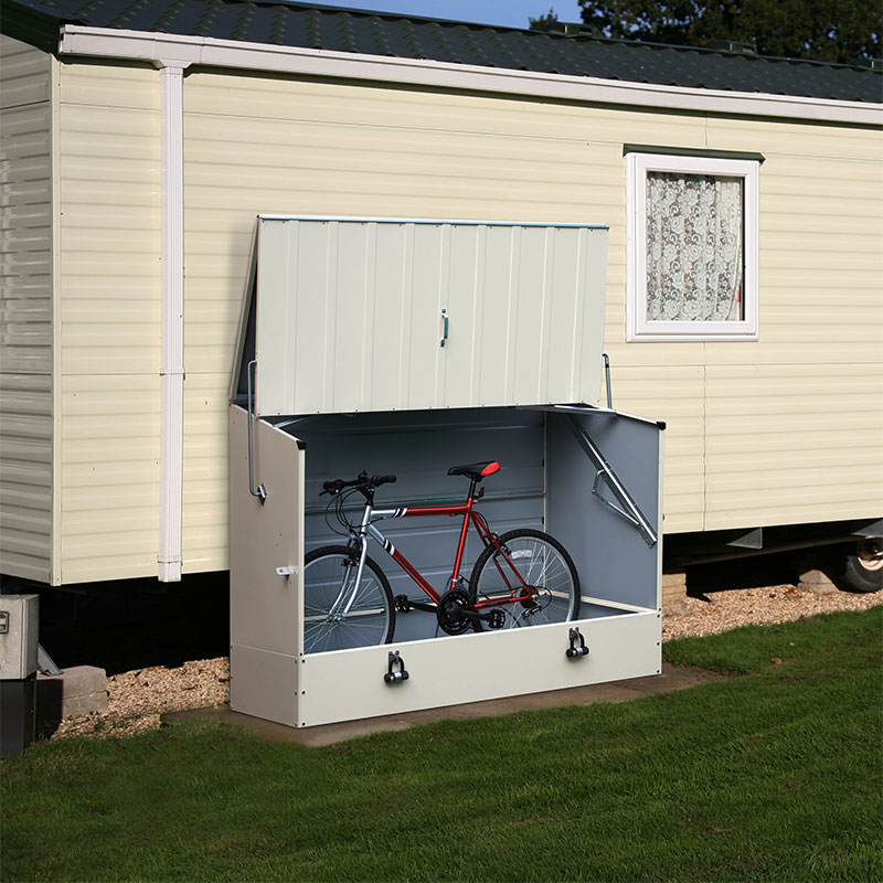 Product photograph of 6x3 Trimetals Cream Protect A Cycle Secure Garden Storage from Buy Sheds Direct