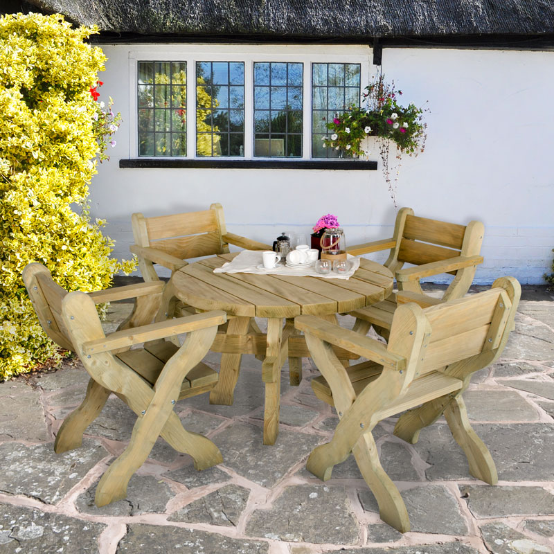 Product photograph of Forest Grizedale Circular Wooden Garden Table 4 X4 1 2x1 2m from Buy Sheds Direct