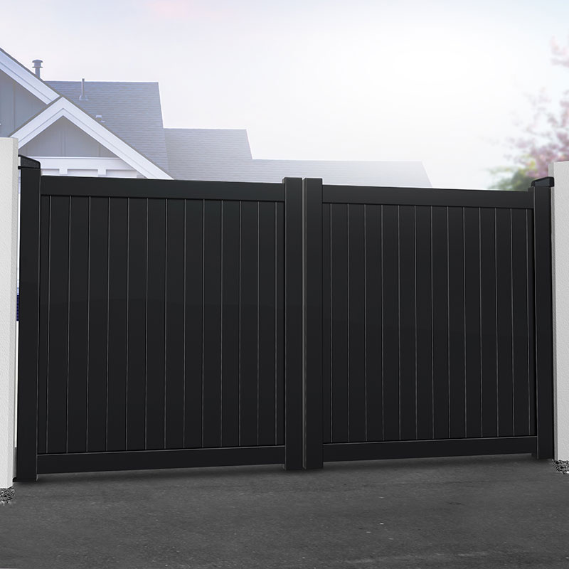 Product photograph of Devon Premium Aluminium Driveway Double Gates - Black from Buy Sheds Direct