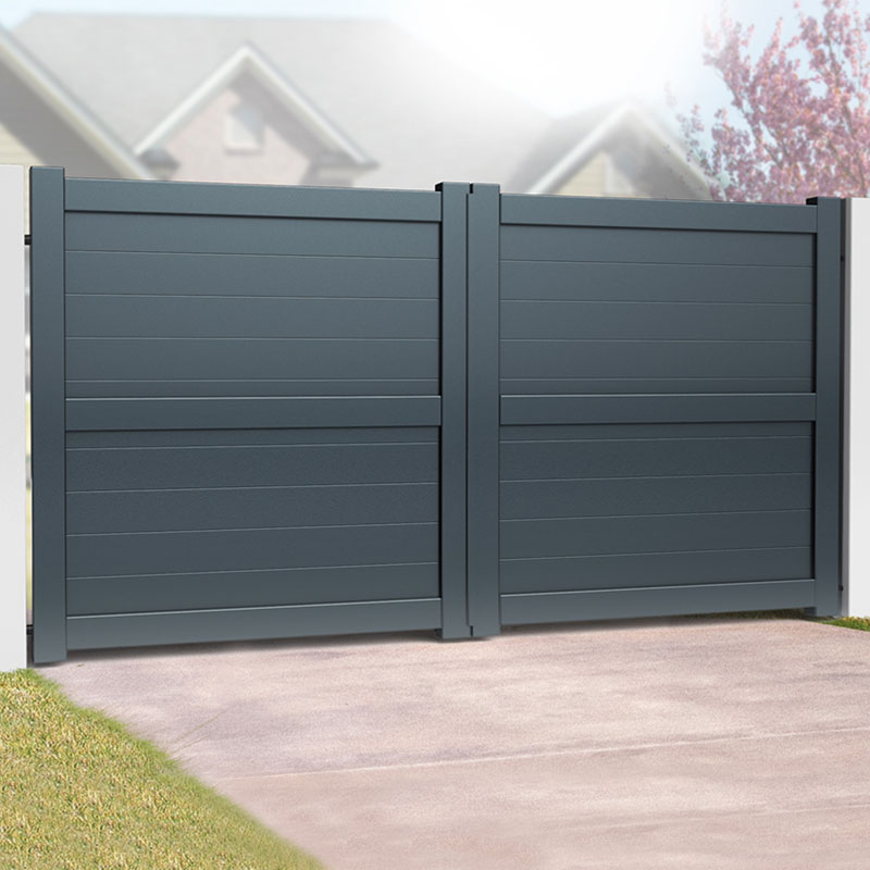 Product photograph of Exeter Premium Aluminium Driveway Double Gates - Grey from Buy Sheds Direct