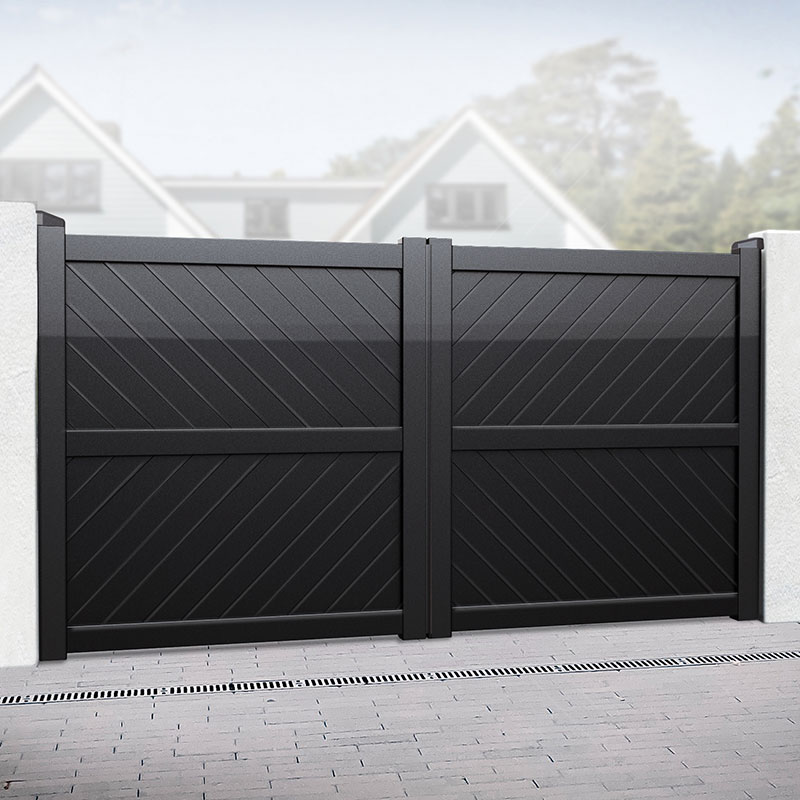 Product photograph of Barnstaple Premium Aluminium Driveway Double Gates - Black from Buy Sheds Direct