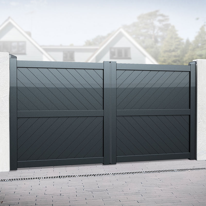 Product photograph of Barnstaple Premium Aluminium Driveway Double Gates - Grey from Buy Sheds Direct