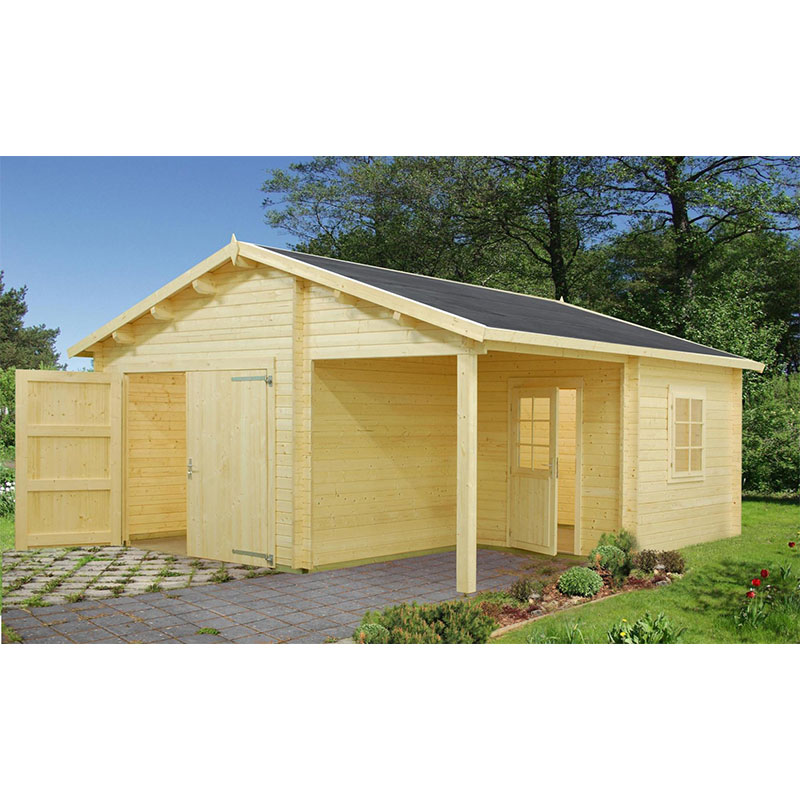 Product photograph of Palmako Roger 5 1m X 5 5m Log Cabin Garage 44mm - Double Doors from Buy Sheds Direct