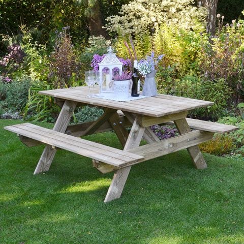 Product photograph of Forest Small Rectangular Wooden Garden Picnic Table 5 X5 1 5x1 5m from Buy Sheds Direct