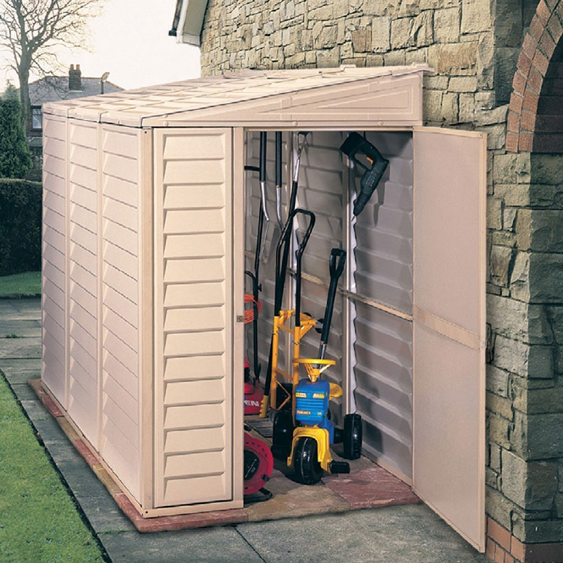 Product photograph of 4 X 8 Saffron Lean To Plastic Vinyl Shed 1 21m X 2 39m from Buy Sheds Direct