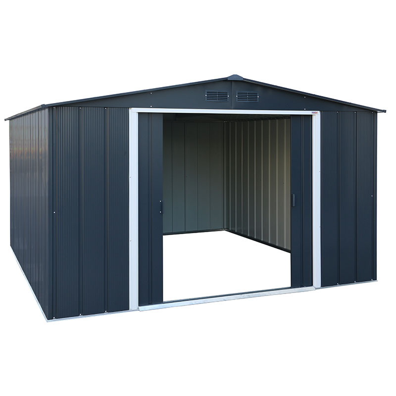 Product photograph of 10 X 10 Sapphire Apex Anthracite Metal Shed 3 22m X 3 02m from Buy Sheds Direct