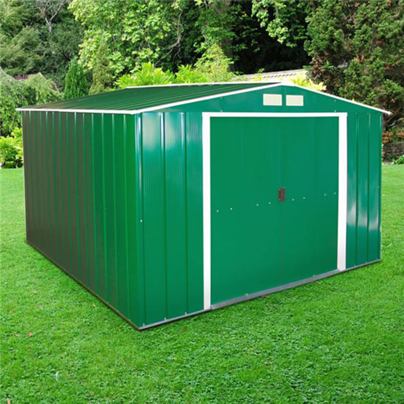 Product photograph of 10 X 10 Sapphire Apex Green Metal Shed 3 22m X 3 02m from Buy Sheds Direct