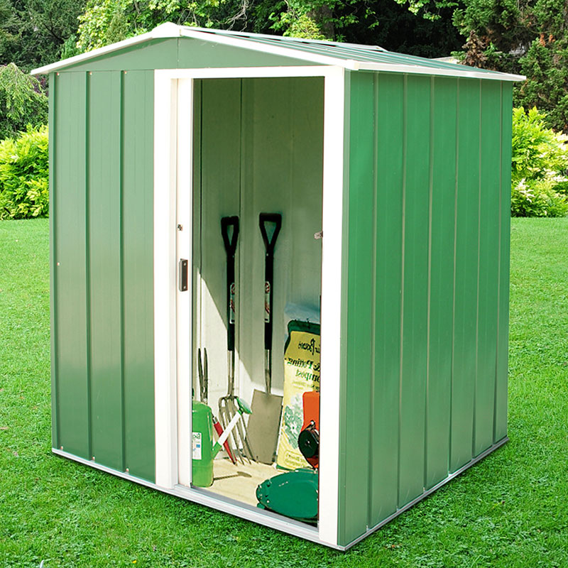 Product photograph of 5 X 4 Sapphire Apex Green Metal Shed 1 62m X 1 22m from Buy Sheds Direct