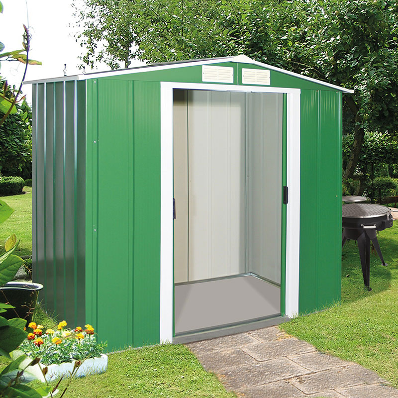 Product photograph of 6 X 4 Sapphire Apex Green Metal Shed 2 02m X 1 22m from Buy Sheds Direct