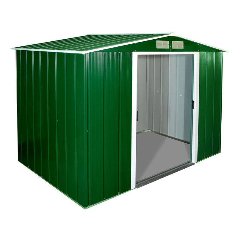 Product photograph of 8 X 6 Sapphire Apex Green Metal Shed 2 62m X 1 82m from Buy Sheds Direct