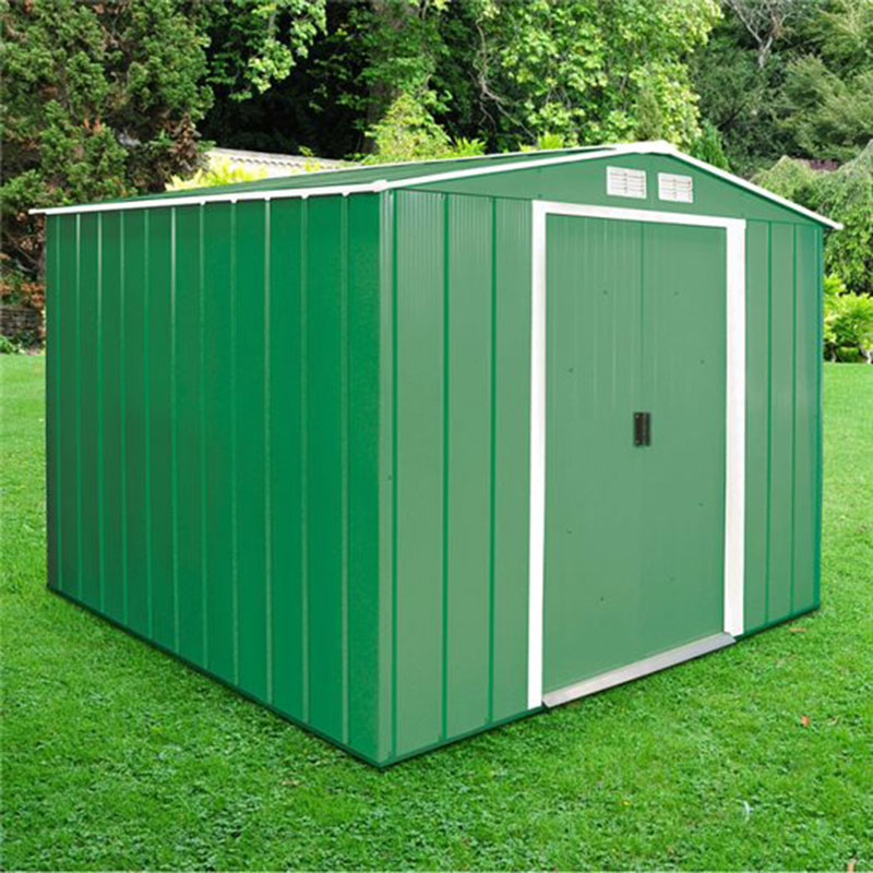 Product photograph of 8 X 8 Sapphire Apex Green Metal Shed 2 62m X 2 42m from Buy Sheds Direct