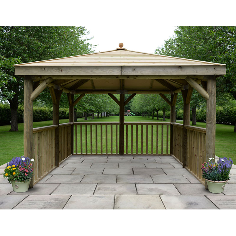 Product photograph of 11 X11 3 5x3 5m Square Wooden Garden Gazebo With Timber Roof from Buy Sheds Direct