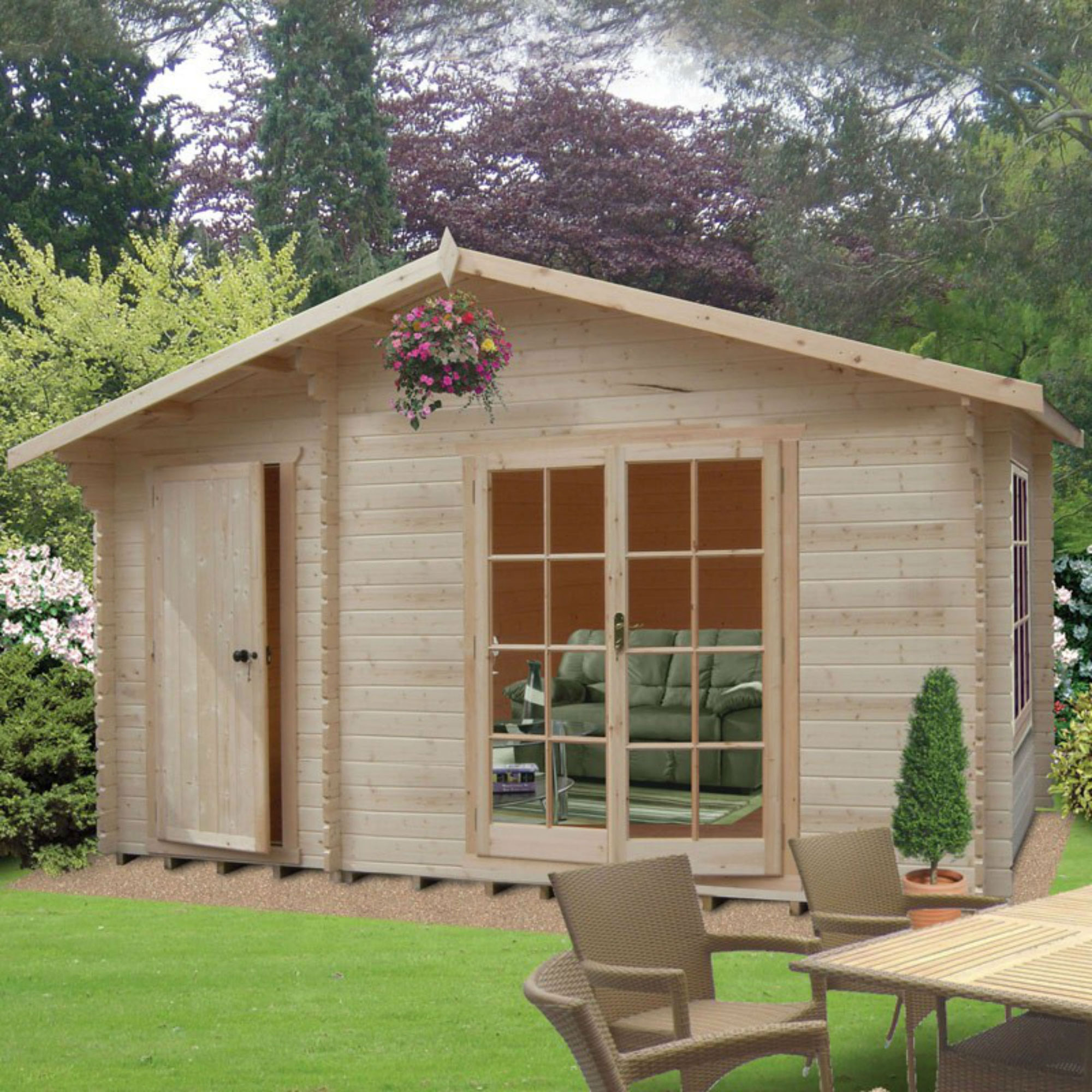 Product photograph of Shire Chaumont 4 2m X 5m Log Cabin Summerhouse 28mm from Buy Sheds Direct