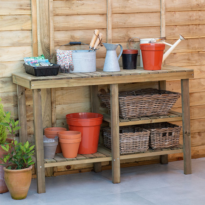 Product photograph of Forest Shed And Garage Wooden Workbench 3 11 X 1 4 1 2m X 0 4m from Buy Sheds Direct