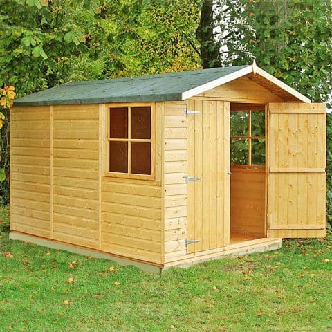 10' x 7' Shire Guernsey Double Door Wooden Garden Shed (3.35m x 2.2m)