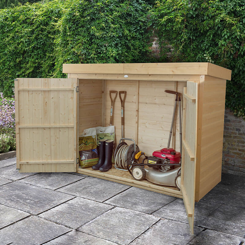 Product photograph of 6 5 X 2 10 Forest Shiplap Large Double Door Pent Wooden Garden Storage - Outdoor Bike Mower Store 1 9m X 0 86m from Buy Sheds Direct