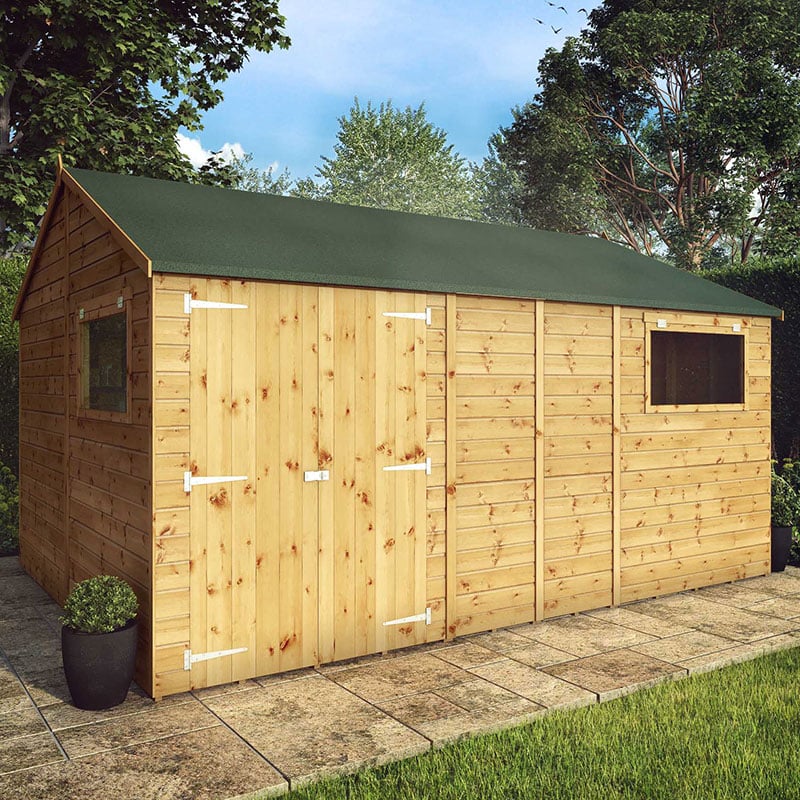 Product photograph of 14 X 10 Mercia Shiplap Reverse Apex Workshop 4 2m X 3 2m from Buy Sheds Direct