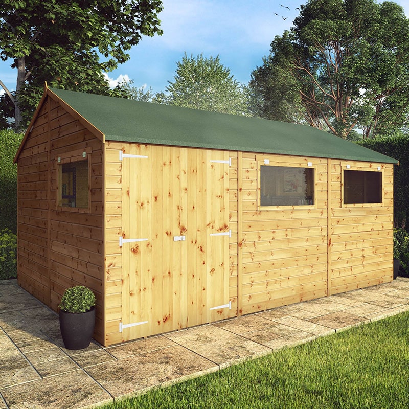 Product photograph of 15 X 10 Mercia Shiplap Reverse Apex Workshop 4 5m X 3 2m from Buy Sheds Direct