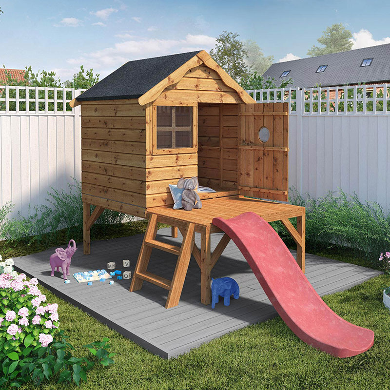Product photograph of 4x4 Mercia Snug Tower Kids Wooden Playhouse With Slide from Buy Sheds Direct