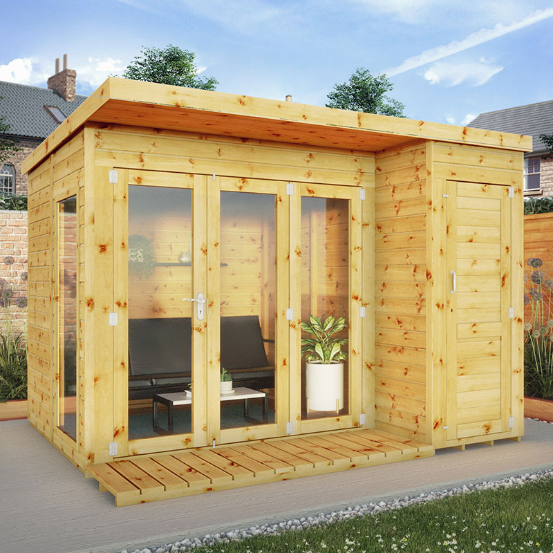 Product photograph of 10 1 X 8 2 Mercia Contemporary Wooden Summerhouse With Shed Storage 3 08x2 49m from Buy Sheds Direct