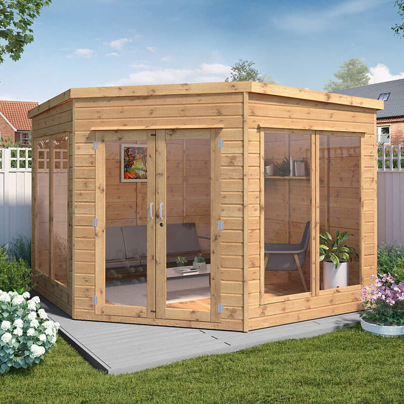 Product photograph of 9 X 9 Mercia Premium Corner Summer House 2 9m X 2 9m from Buy Sheds Direct