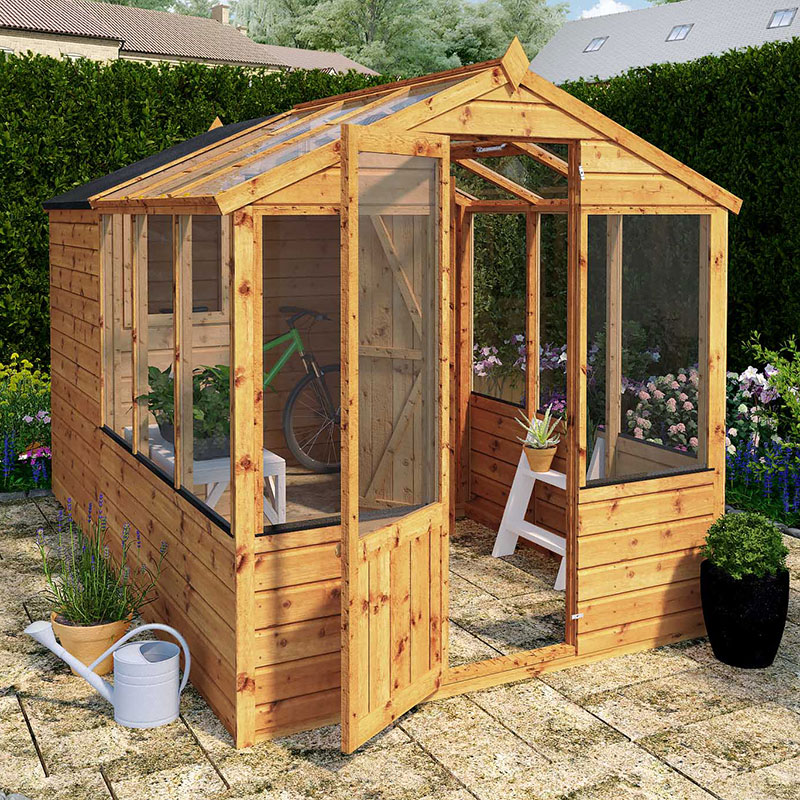 Product photograph of 10 X 6 Mercia Shiplap Wooden Apex Greenhouse Combi Shed 3 03m X 1 97m from Buy Sheds Direct