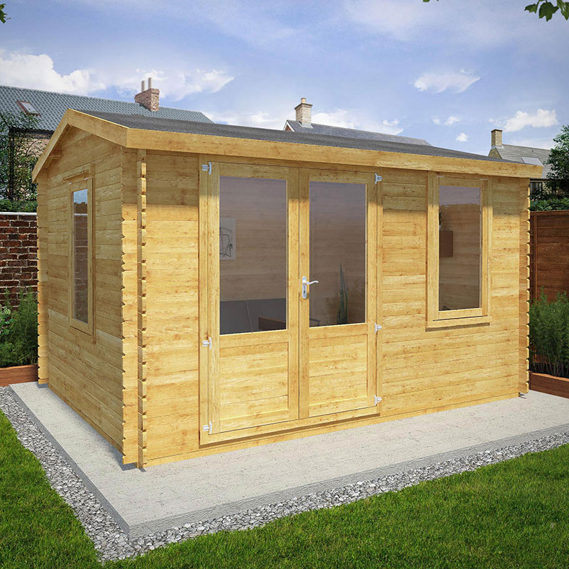 Product photograph of Mercia Elite 4m X 3m Garden Office Log Cabin 28mm - Double Glazed from Buy Sheds Direct