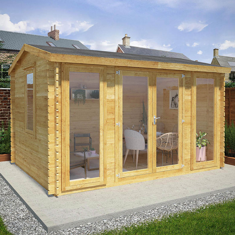 Product photograph of Mercia Director 4m X 3m Garden Office Log Cabin 28mm - Double Glazed from Buy Sheds Direct