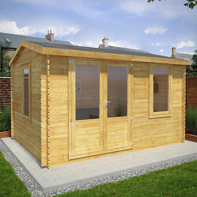 Product photograph of Mercia Elite 4m X 3m Garden Office Log Cabin 34mm - Double Glazed from Buy Sheds Direct