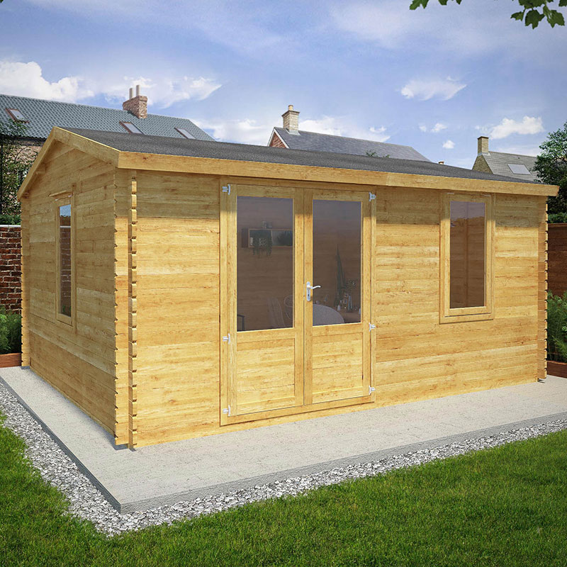 Product photograph of Mercia Elite 5m X 4m Garden Office Log Cabin 34mm - Double Glazed from Buy Sheds Direct