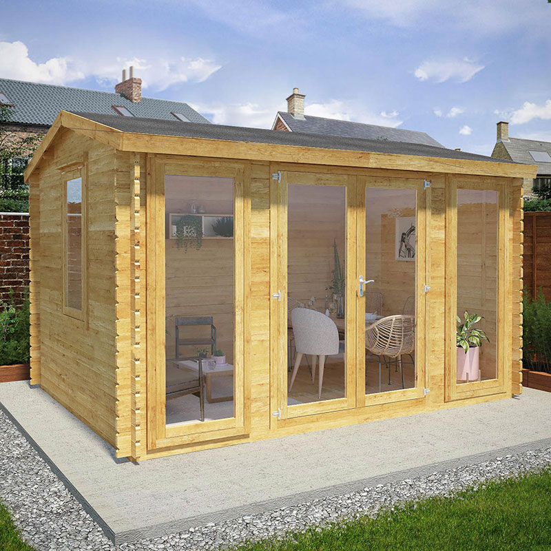 Product photograph of Mercia Director 4m X 3m Garden Office Log Cabin 34mm - Double Glazed from Buy Sheds Direct