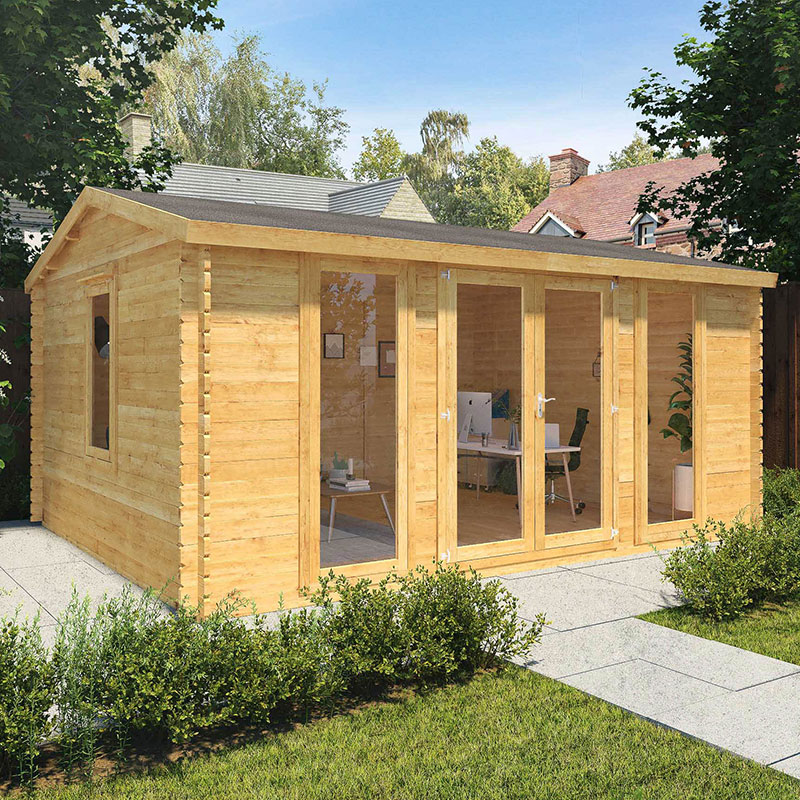 Product photograph of Mercia Director 5m X 4m Garden Office Log Cabin 34mm - Double Glazed from Buy Sheds Direct