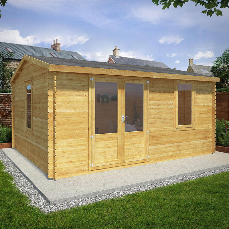 Product photograph of Mercia Elite 5m X 4m Garden Office Log Cabin 44mm - Double Glazed from Buy Sheds Direct