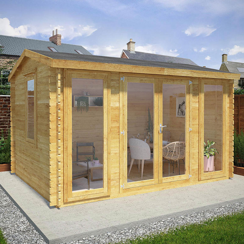 Product photograph of Mercia Director 4m X 3m Garden Office Log Cabin 44mm - Double Glazed from Buy Sheds Direct