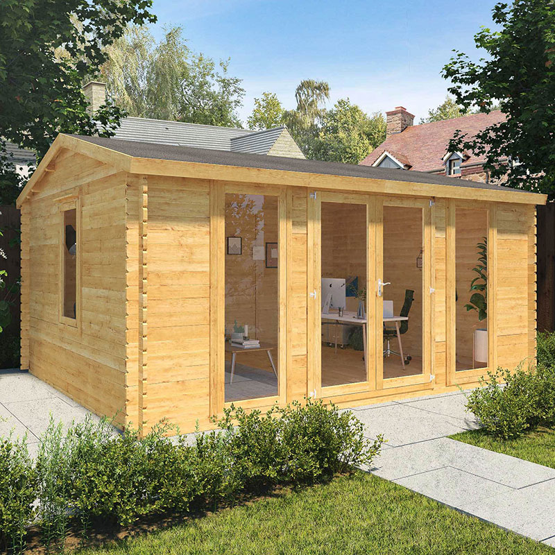 Product photograph of Mercia Director 5m X 4m Garden Office Log Cabin 44mm - Double Glazed from Buy Sheds Direct