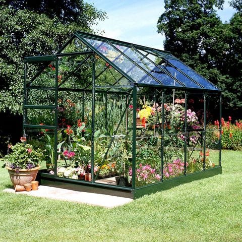Product photograph of 6 4 X 8 6 Green Frame Halls Popular 68 Small Greenhouse 1 93 X 2 57m from Buy Sheds Direct
