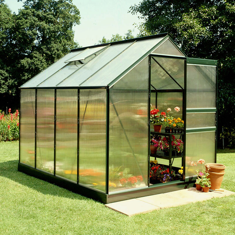 Product photograph of 6 X8 Halls Green Frame Polycarbonate Greenhouse 1 92x2 56m from Buy Sheds Direct
