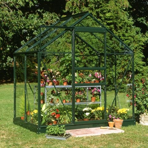 Product photograph of 6 4 X 4 4 Green Frame Halls Popular 64 Small Greenhouse 1 93 X 1 31m from Buy Sheds Direct