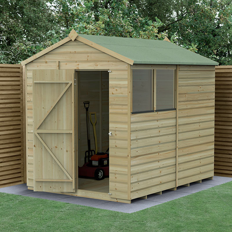 Product photograph of 8 X 6 Forest Beckwood 25yr Guarantee Shiplap Pressure Treated Apex Wooden Shed 2 42m X 1 99m from Buy Sheds Direct