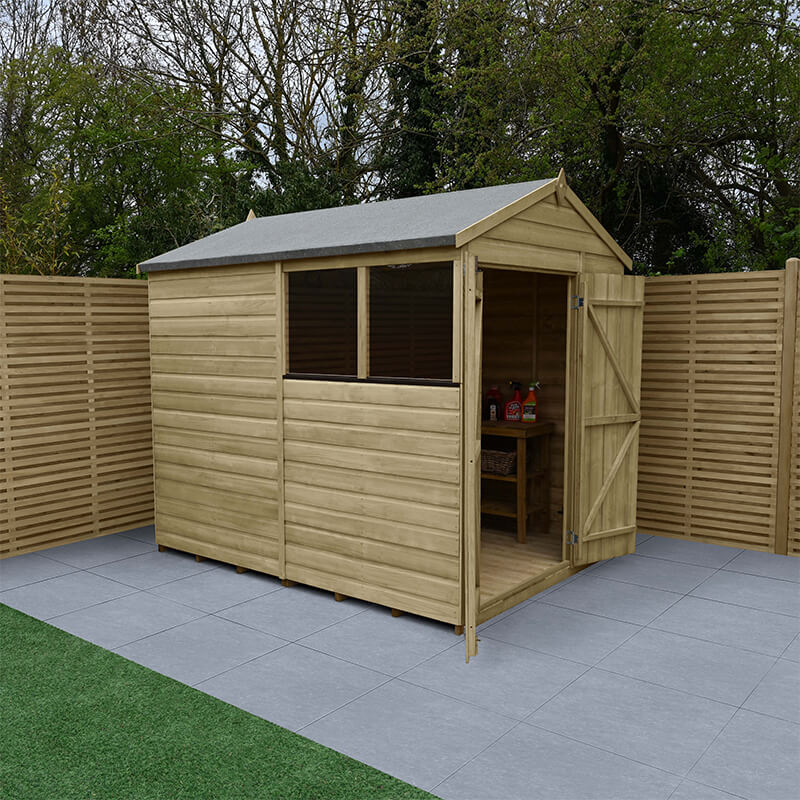 Product photograph of 8 X 6 Forest Beckwood 25yr Guarantee Shiplap Pressure Treated Double Door Apex Wooden Shed 2 42m X 1 99m from Buy Sheds Direct