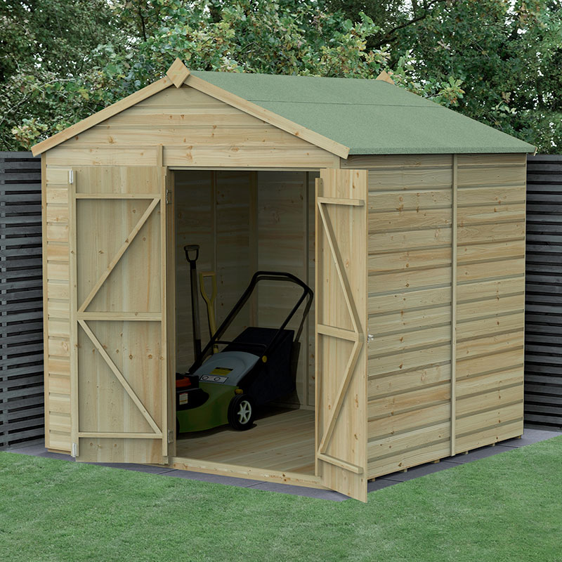 Product photograph of 7 X 7 Forest Beckwood 25yr Guarantee Shiplap Pressure Treated Windowless Double Door Apex Wooden Shed 2 28m X 2 12m from Buy Sheds Direct