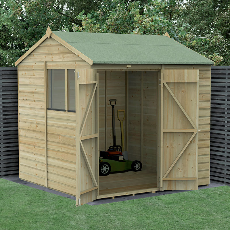 Product photograph of 7 X 7 Forest Beckwood 25yr Guarantee Shiplap Pressure Treated Double Door Reverse Apex Wooden Shed 2 28m X 2 12m from Buy Sheds Direct