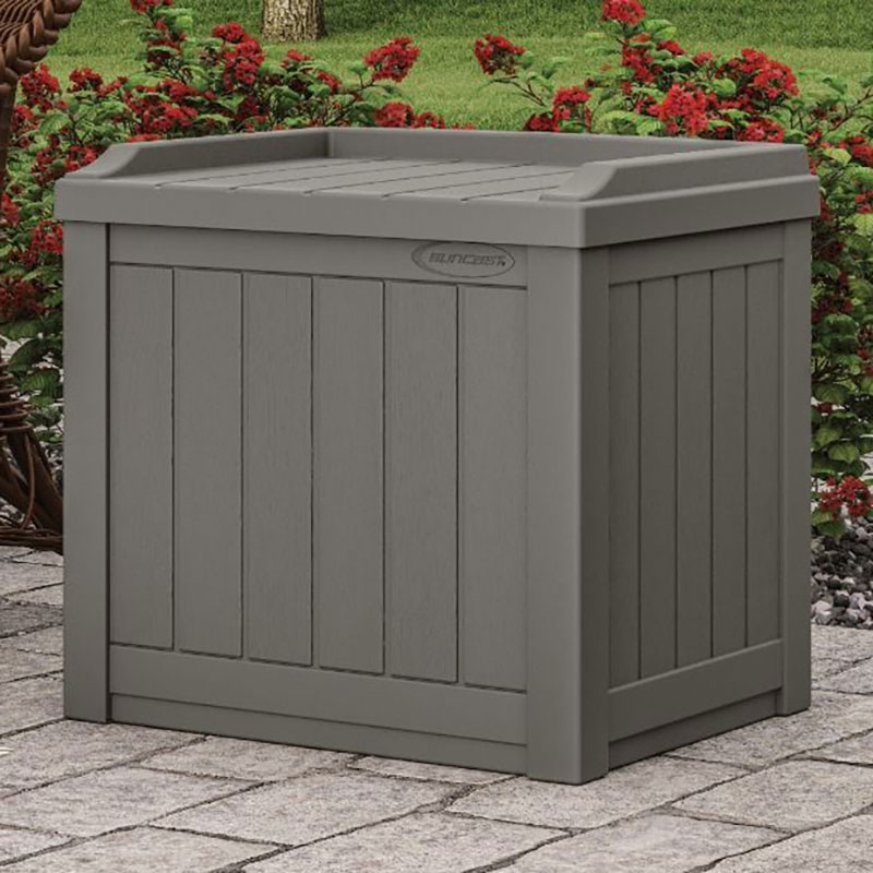 Product photograph of 1 10 X 1 5 Suncast 83l Plastic Garden Storage Seat - Stoney Grey 0 56m X 0 43m from Buy Sheds Direct