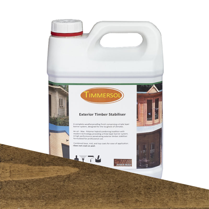 Product photograph of Timmersol Walnut Stabiliser Waterproofer - 5 Litres from Buy Sheds Direct